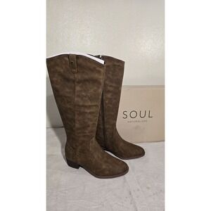 Soul Naturalizer Zoya Knee High Western Boots Brown Faux Nubuck 7W